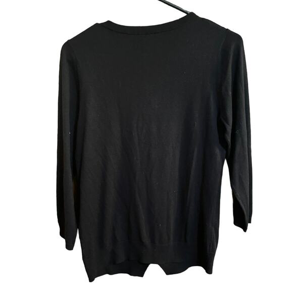 Talbots Small Black Button Front Cardigan Sweater Silk Cotton Blend - Picture 2 of 8